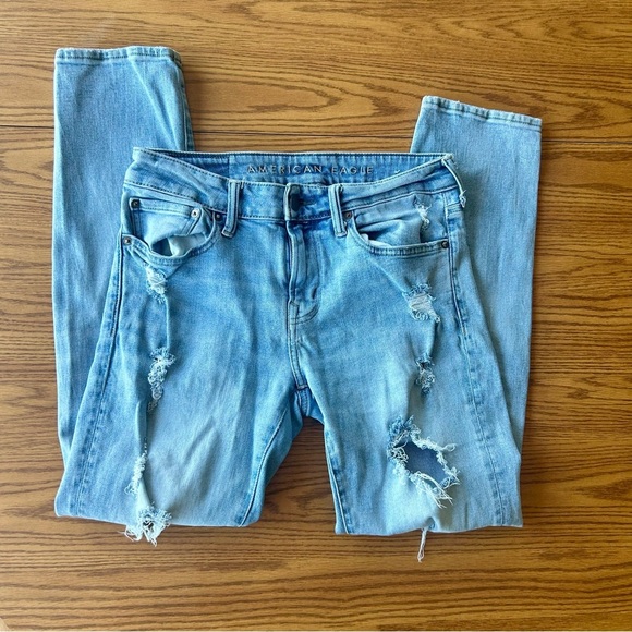 Men's American Eagle Skinny Light Blue Distressed Jeans NextAirflex size 29x30 - Picture 6 of 6